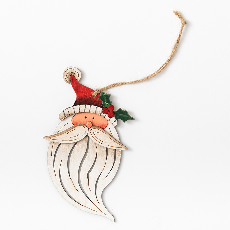 Papá Noel retro de color americano colgante de madera decoración del árbol de Navidad colgante barba blanca marcadores del anciano