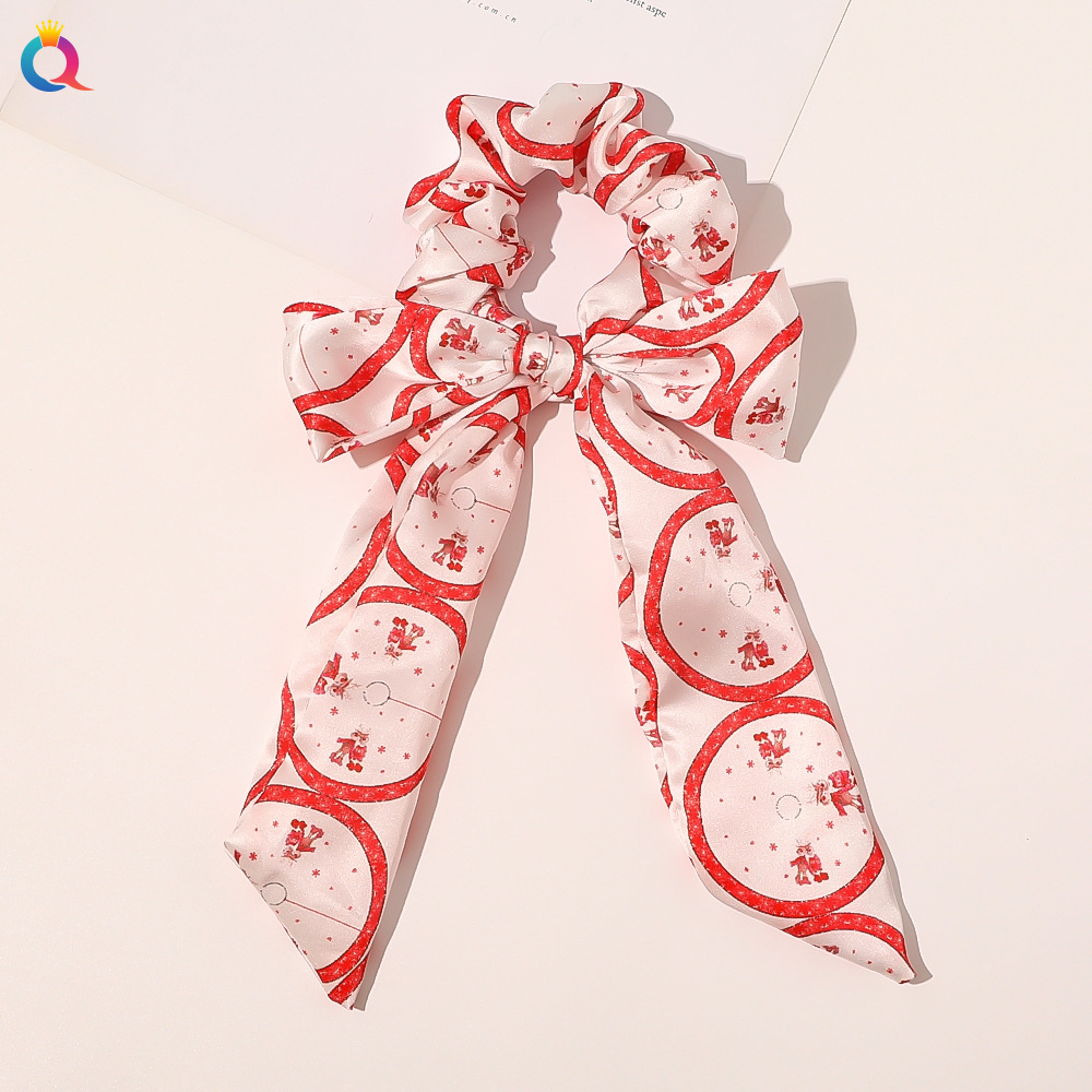 Bow Ribbon Sweet Christmas Simple Ponytail Large Intestine Hair Scrunchies display picture 1