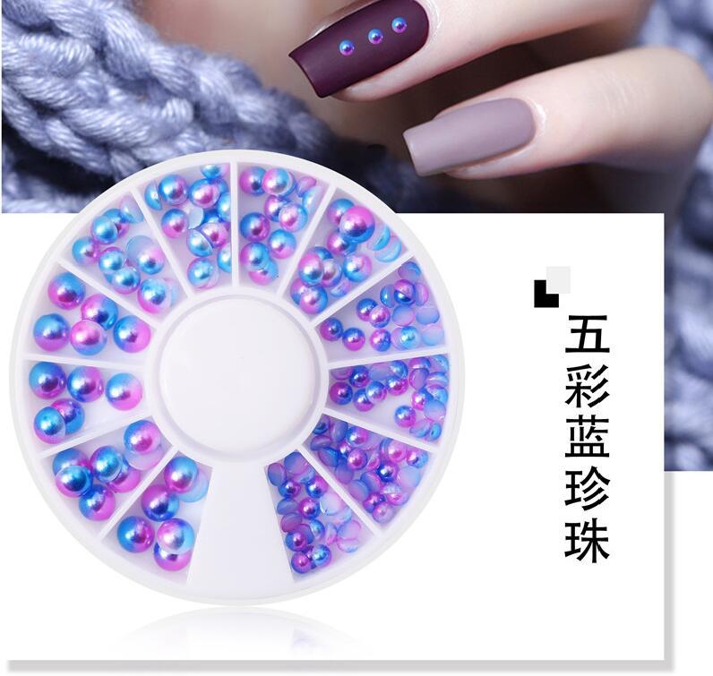 Cruz-frontera decoración de uñas sirena gradiente de color mágico perla diamante placa media superficie perla joyería de uñas