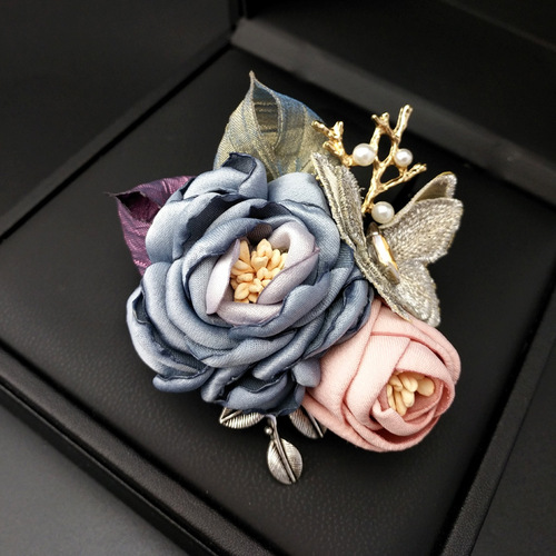 Fabric Flower Large Flower Korean Original Design Lace Butterfly Brooch Atmospheric Cardigan Coat Accessory