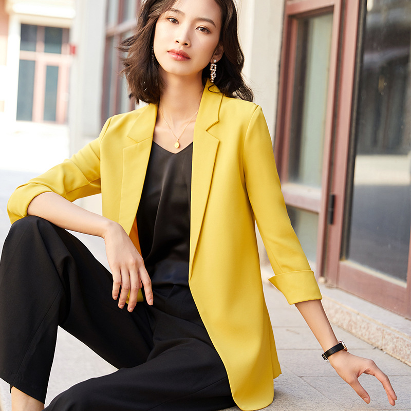 Spring long summer thin white classic suit jacket for leisure