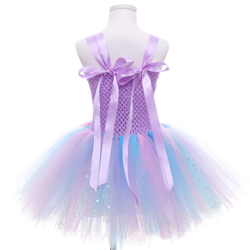 Girls children birthday party Purple princess cosplay dress jazz singers dancers performance skirts tutu ballet skirt  for kids