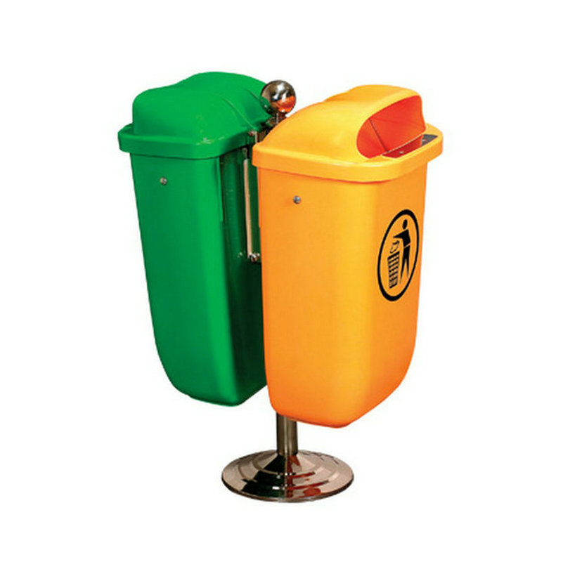 厂家直销优质挂壁分类塑料垃圾桶50L升两色分类垃圾桶双胞胎桶筒