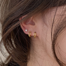 韩国东大门代购同款冷淡风简约气质双层金属耳圈耳环女复古耳饰品