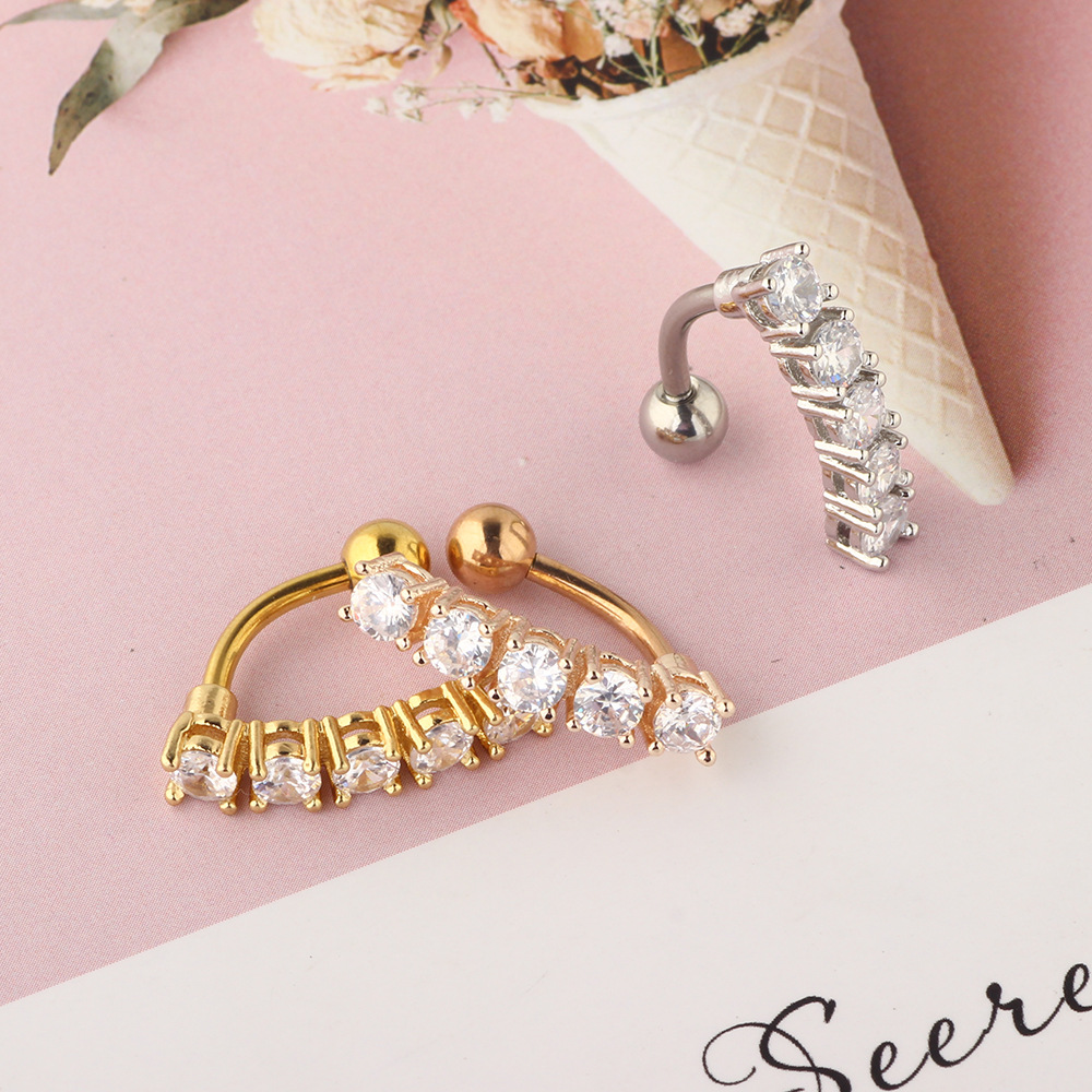 5CZ Diamond Navel Ring Creative Zircon Belly Button Ring Body Piercing Jewelry detail image 7
