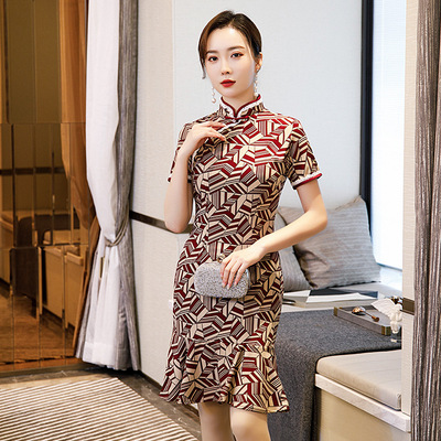 Cheongsam dress fishtail skirt cheongsam dress Chinese Dress Qipao for women