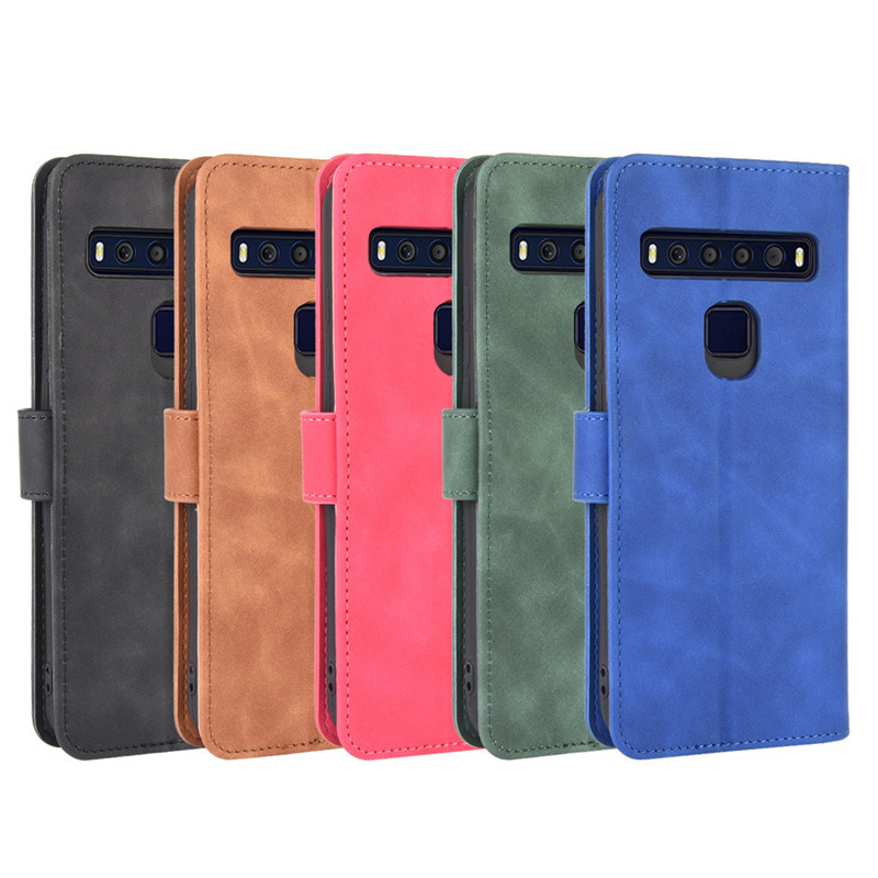 For TCL 10L skin feel flip leather phone protective case 10Lite business card protective case
