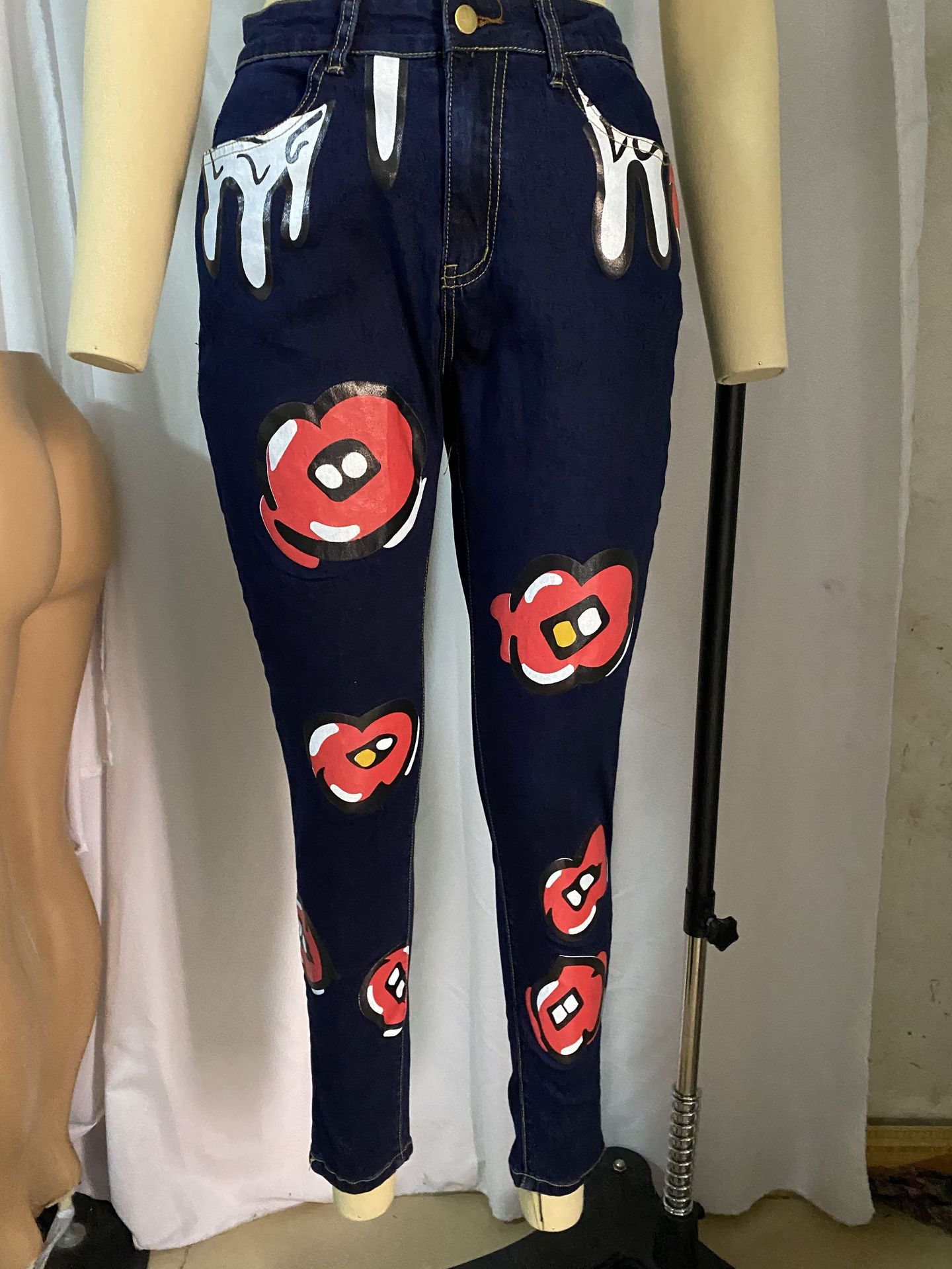 new printed stretch jeans nihaostyle clothing wholesale NSTH69162