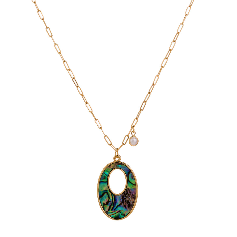 Fashion Oval Color Abalone Shell Alloy Necklace Wholesale display picture 7