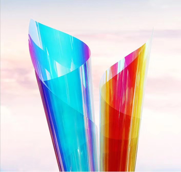 Glass Colorful film Gradient Colorful laser Color film exhibition Showcase Rainbow Film Sticker Stained Glass Film