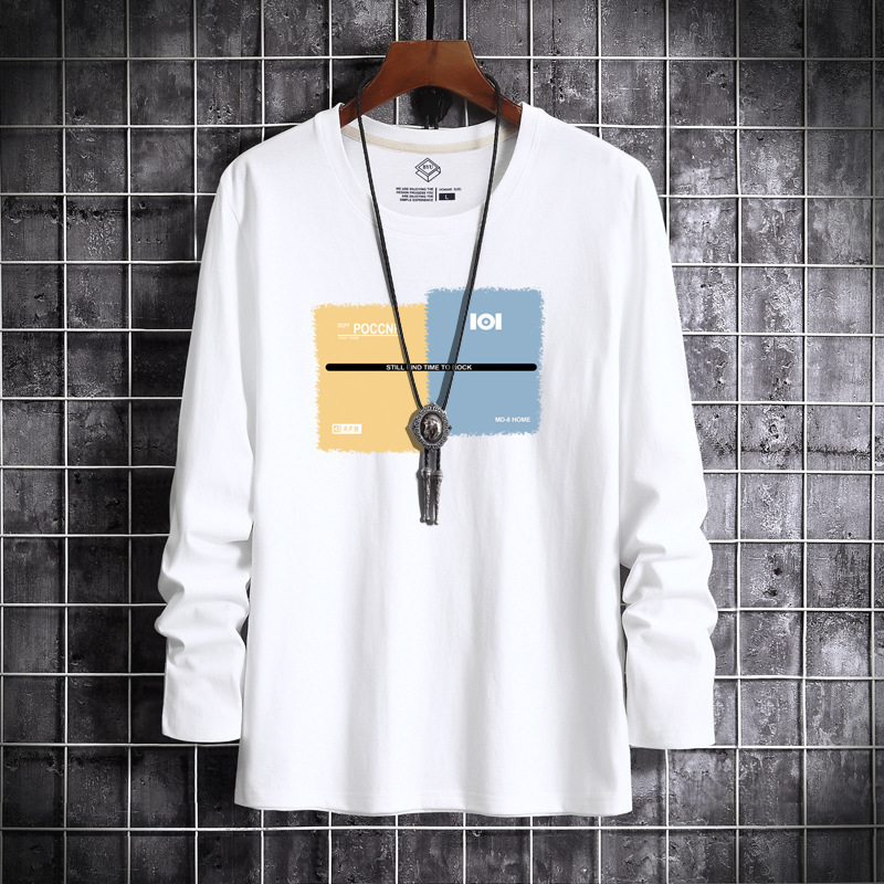 Men's Long-Sleeved T-Shirt 2026 Autumn New Cotton Loose Autumn and Winter T-Shirt Base Shirt Sweatshirt Casual Top for Men