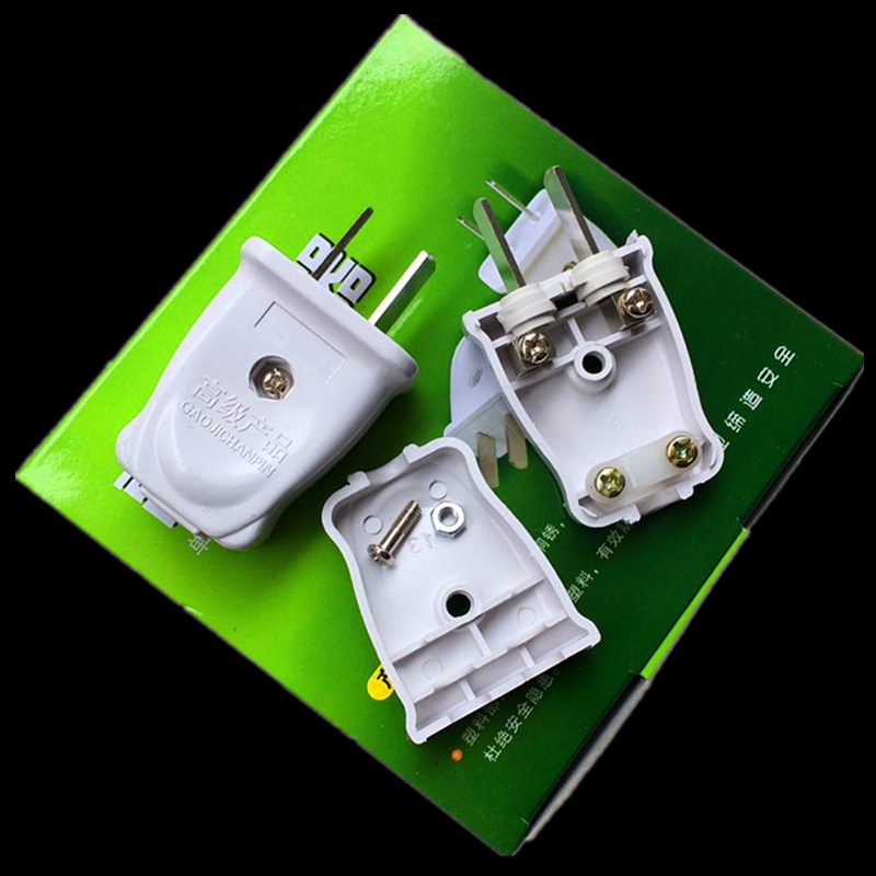 纯铜二脚插头二插杆两插头二杆头两极电源插头二极头转动二项插头