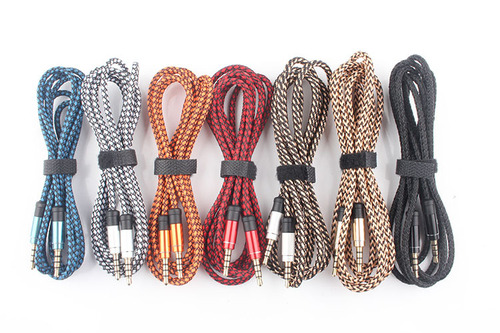 Live streaming sound card 1.5m 3.5mm Velcro 4-core audio cable male-to-male AUX recording cable car audio cable