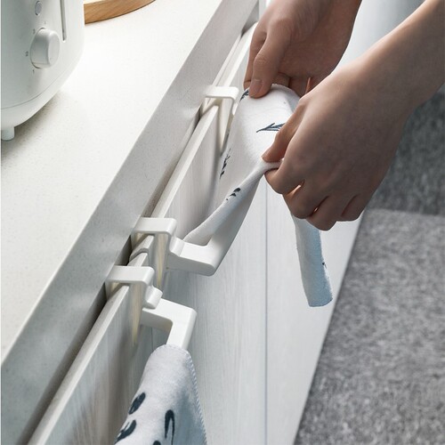 New multifunctional Japanese style seamless kitchen bathroom cabinet door towel hanger clip-on rag rack wardrobe hanger