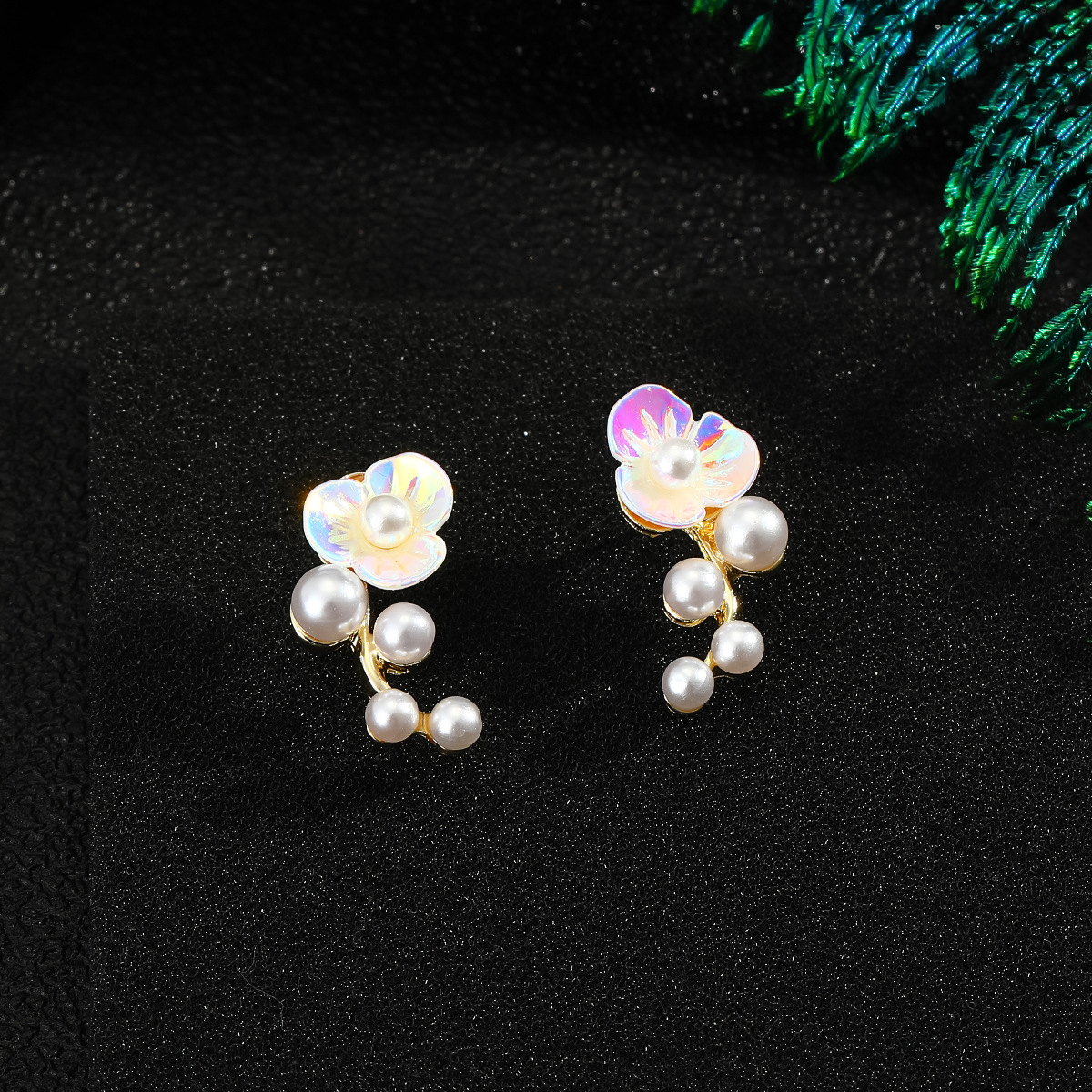 925 Silver Needle Flower Earrings display picture 1