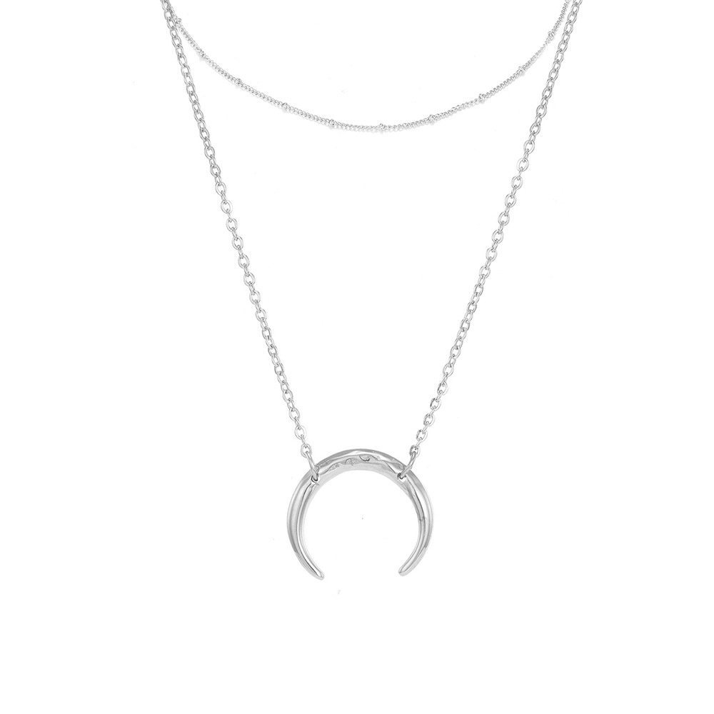 Nouvelle Vente Chaude En Acier Inoxydable Lune Combinaison Collier Costume En Gros Niihaojewelry display picture 2