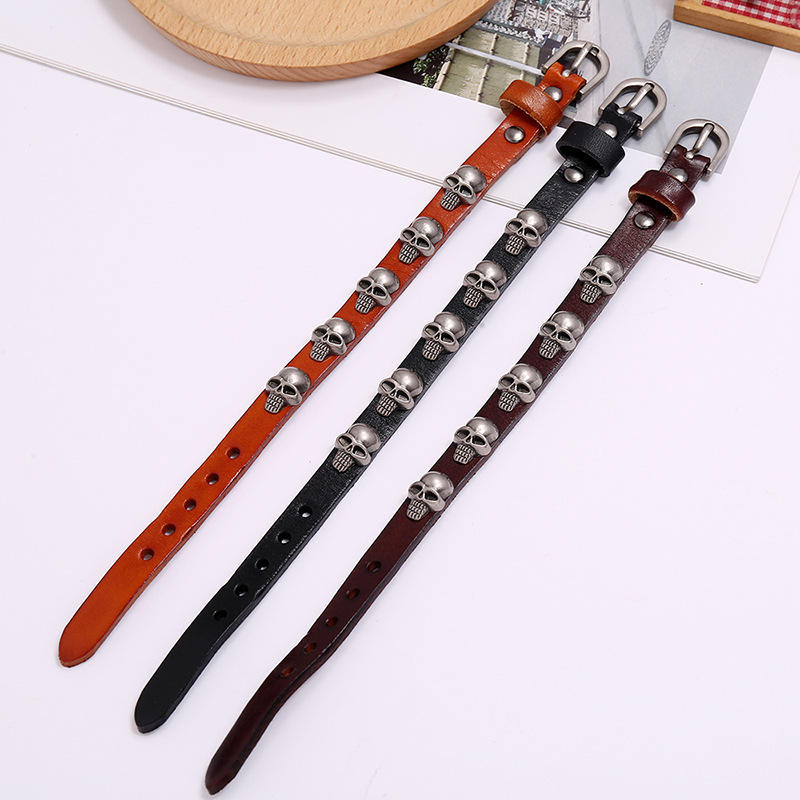 Hot-selling accessories new punk style skull leather trend men and women student jewelry bracelet