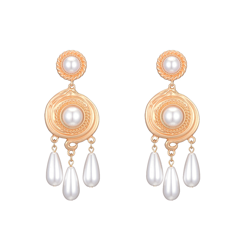 Nouveau 925 Argent Aiguille Palace Style Baroque Boucles D&#39;oreilles De Perles Bohème Longues Boucles D&#39;oreilles En Gros Nihaojewelry display picture 4