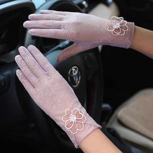 Wholesale women's lace sun protection gloves summer ice silk gloves outdoor travel cycling driving imitation slip touch screen gloves