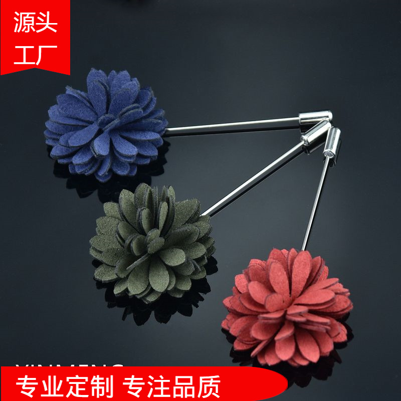 YM075 European and American high-end microfiber long pin brooch corsage men's suit accessories women's bag jewelry ornaments