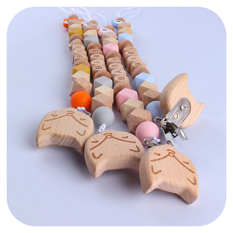 Nueva Haya zorro pezón clip Fox mordedor pulsera bebé silicona pequeño zorro perlas molar juguete pezón cadena