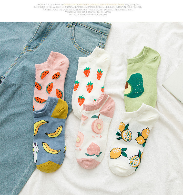 Boat Socks Shallow Mouth Summer Thin Fruit Socks Color Socks display picture 5