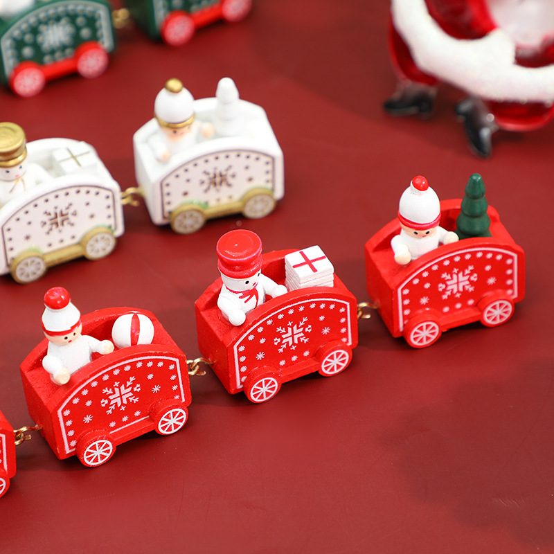 Train Pattern Glam, Cute Style Christmas Glam Cute Train Wood Party Decorative Props
