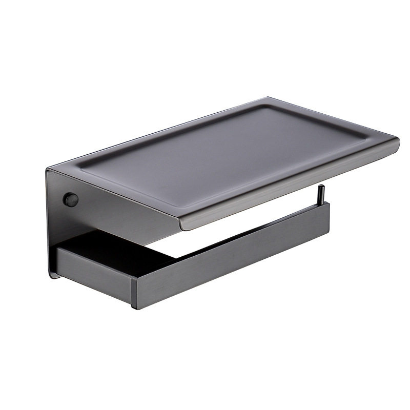 北欧枪灰浴室304不锈钢纸巾架免打孔卫生间厕所壁挂手机置物纸架