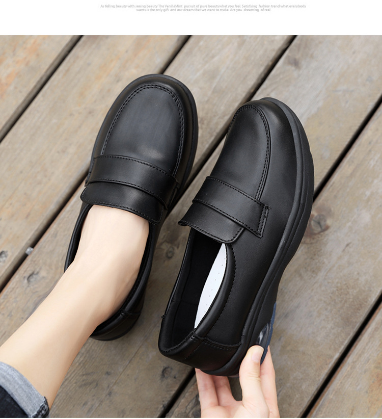 2020 spring/summer new nurse shoes women's white women's genuine leather shoes air cushion black work shoes soft back thick back small leather shoes undefined