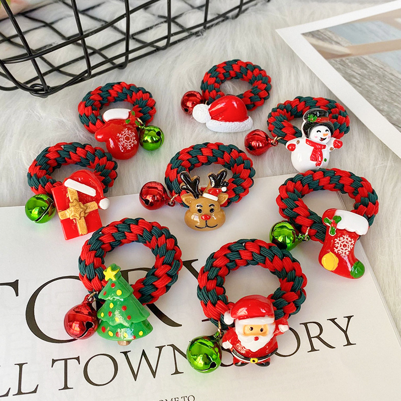 圣诞节头饰成人鹿角发绳女儿童发饰可爱圣诞老人图案发圈宝宝皮筋