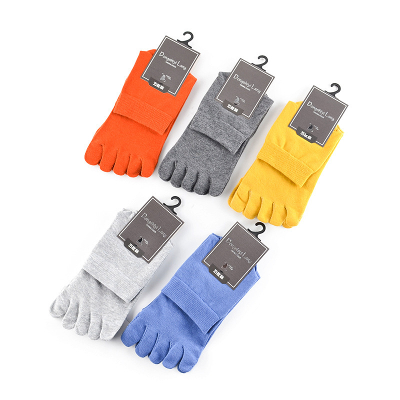 East Shili Lang men ladies middle waist five-toed cotton socks solid color five-toed cotton socks