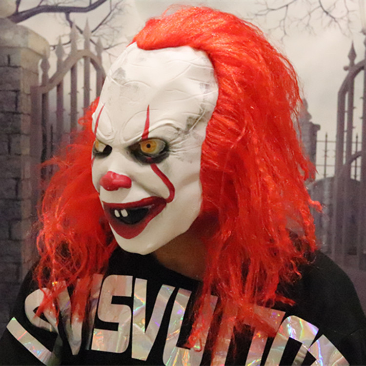 Halloween horror payaso alma máscara sombrerería nuevo pelo rojo payaso máscara ventas directas de fábrica Amazon Venta caliente