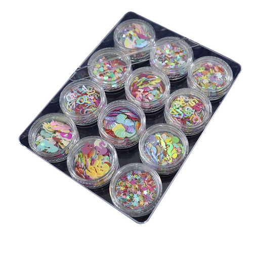 Mixed glitter sequins gold and silver copper foil tweezers scoop tool kit DIY crystal glue color filling decoration