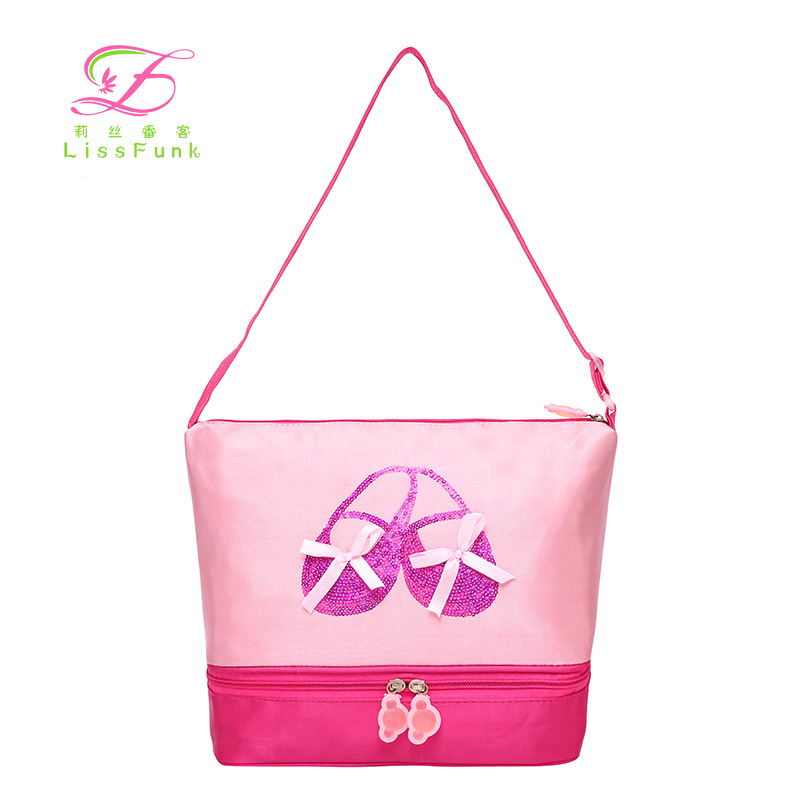 厂家批发韩版时尚百搭儿童舞蹈包女童斜跨包亮片舞鞋芭蕾包定制