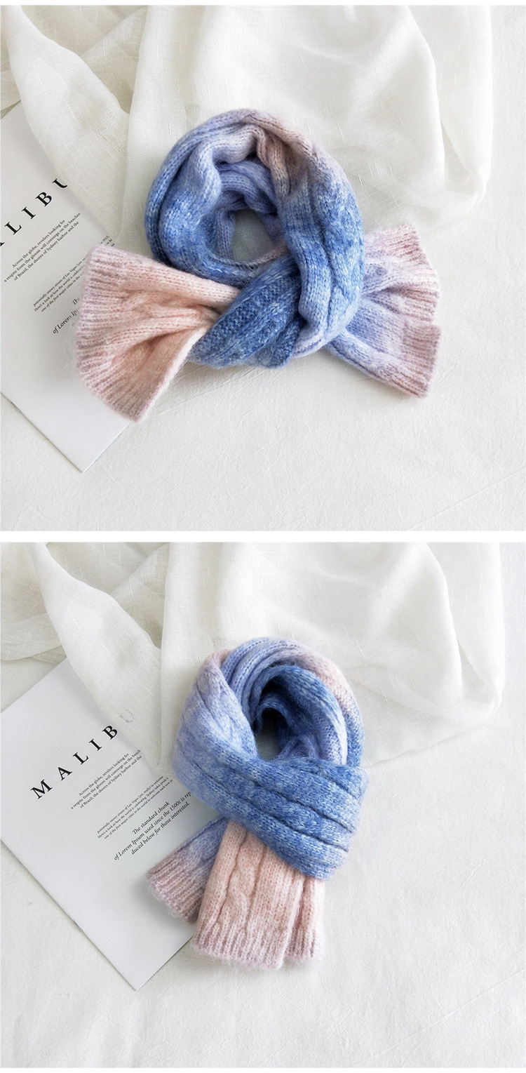 charpe en laine tricote tiedye couleur bonbon hiver tudiant coren charpe chaudepicture9