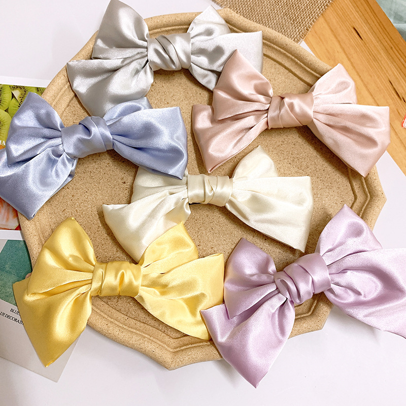 Gentle Spring Color  Temperament Satin Bow Hairpin French Top Clip Hairpin Back Head Clip Hair Accessories  Wholesale Nihaojewelry display picture 4