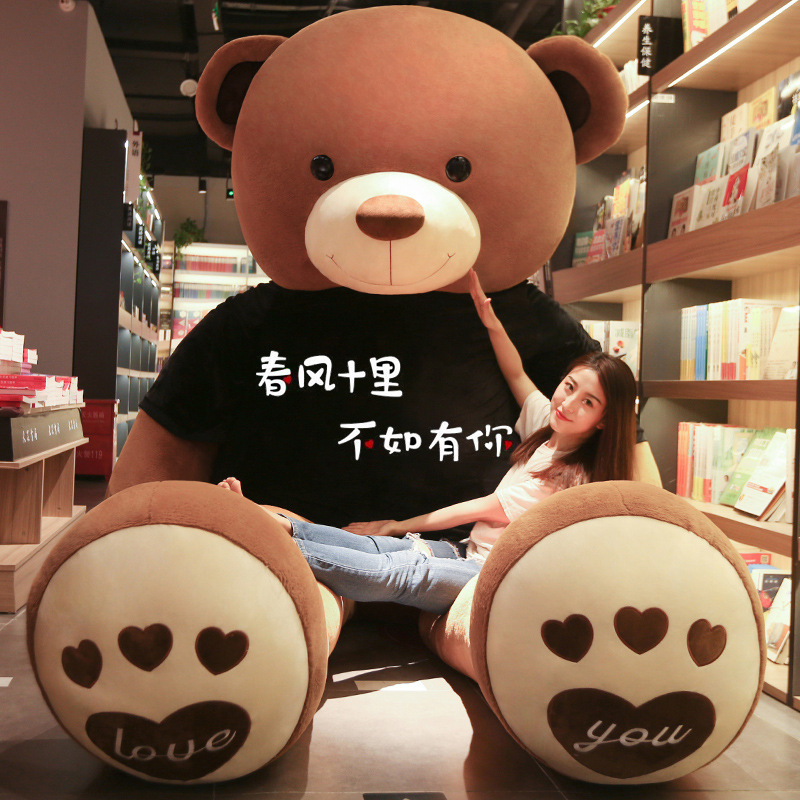 厂家生产毛绒玩具抱抱泰迪熊公仔女孩睡觉布娃娃可爱大号一件代发