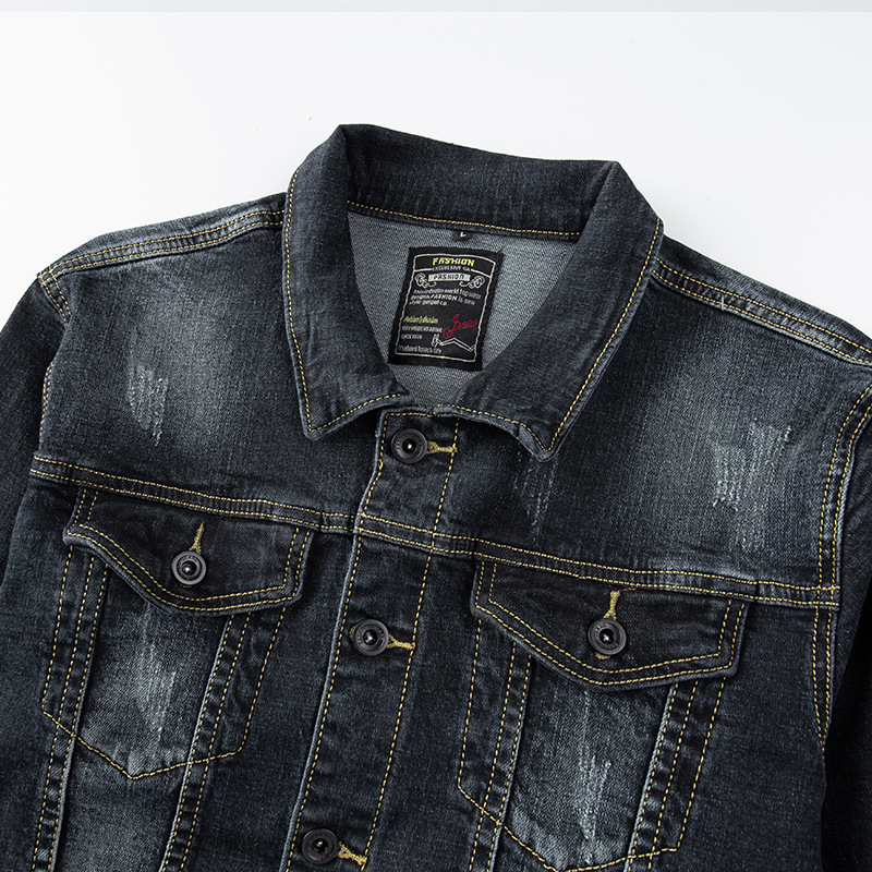 2020秋冬季 弹力韩版牛仔外套男大码牛仔衣Jeans Jacket Men跨境