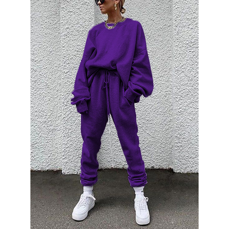 solid color long-sleeved trousers loose casual set NSZH18629