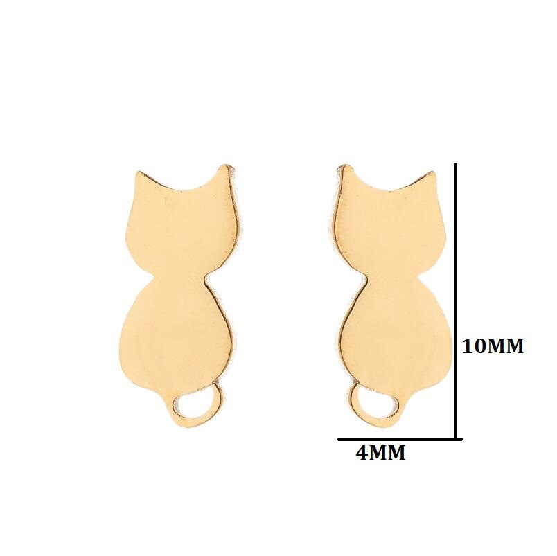 Cat Pattern Women'S Gender PVD Coated 18K Gold Real Gold Plated Cat 304 Stainless Steel Cute Waterproof Non Tarnish Ear Studs