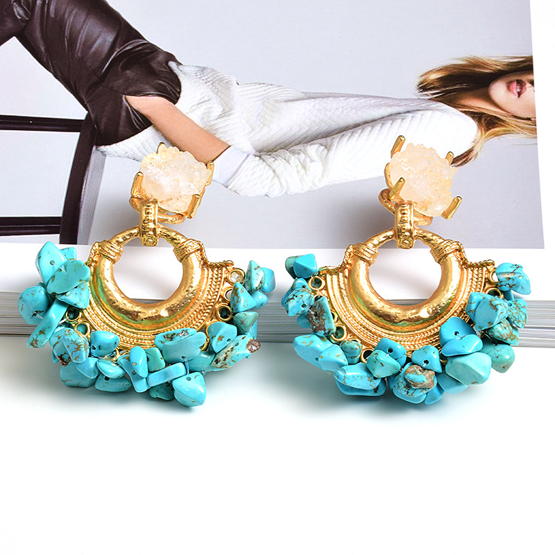 1 Pair Simple Style Color Block Patchwork Alloy Drop Earrings display picture 2