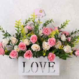 厂家供应塑料假花仿真花LOVE壁挂花篮墙壁装饰插花花盆创意盆景