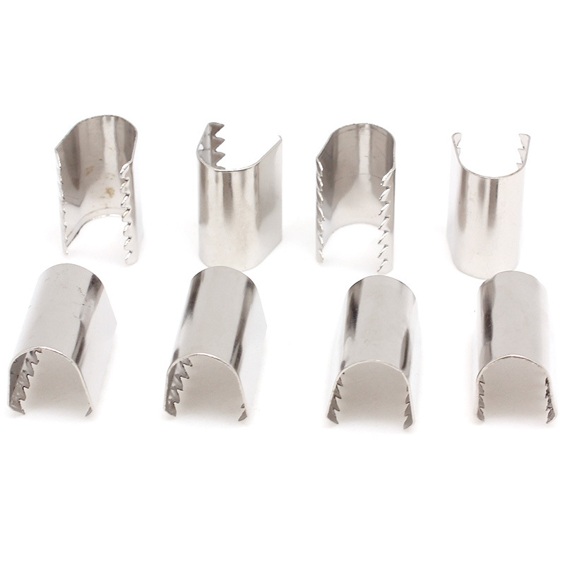 U型扣 供应开圆形挂绳织带毛球花边带齿U型绳夹 马仔扣齿线夹