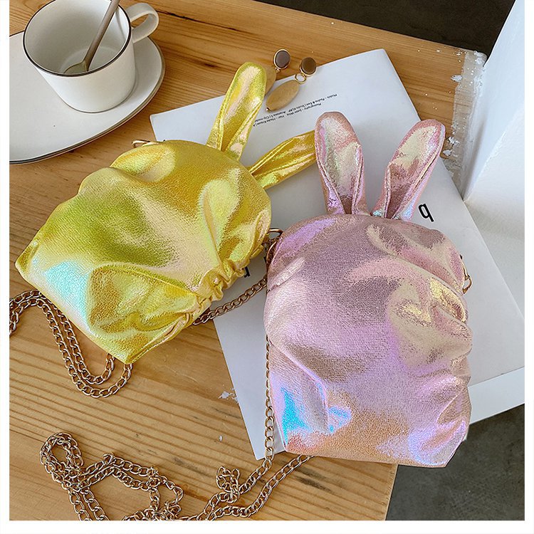 Korean  New Trendy  Cute Cartoon Laser Colorful Girl Cute Funny Rabbit Ears Pu Chain Small Shoulder Bag Mobile Phone Bag Nihaojewelry Wholesale display picture 52