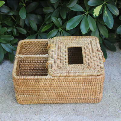 新款日式方款纸巾盒手编抽纸收纳盒家居个性时尚收纳多用途纸巾筒|ru