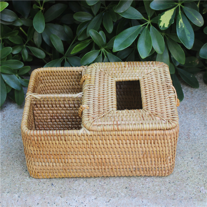 新款日式方款纸巾盒手编抽纸收纳盒家居个性时尚收纳多用途纸巾筒|ru