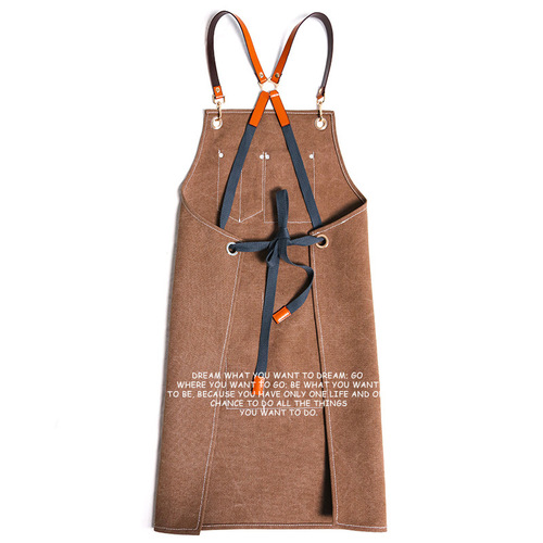 Apron canvas kitchen cooking custom logo hairstylist milk tea shop art men's and women's work clothes painting printing embroidery words