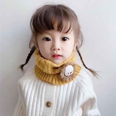 宝宝围巾冬季保暖防风脖套毛绒针织保暖儿童套脖可爱男童女童围脖