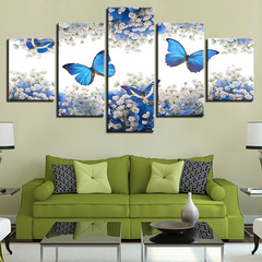 High-Definition Modern Home Decor Canvas Print Painting Wall Art Five-Piece Set Starlight Butterfly Cross-Border Supply
