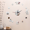 跨境供应家居装饰镜面墙贴墙面挂钟数字圆圈小鸟创意数字镜面挂钟|ru